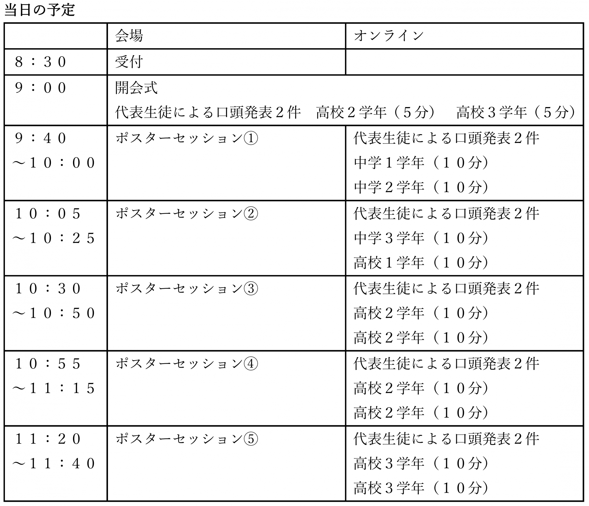 03 令和７年度第１回探究発表会時程（ホームページ掲載用）